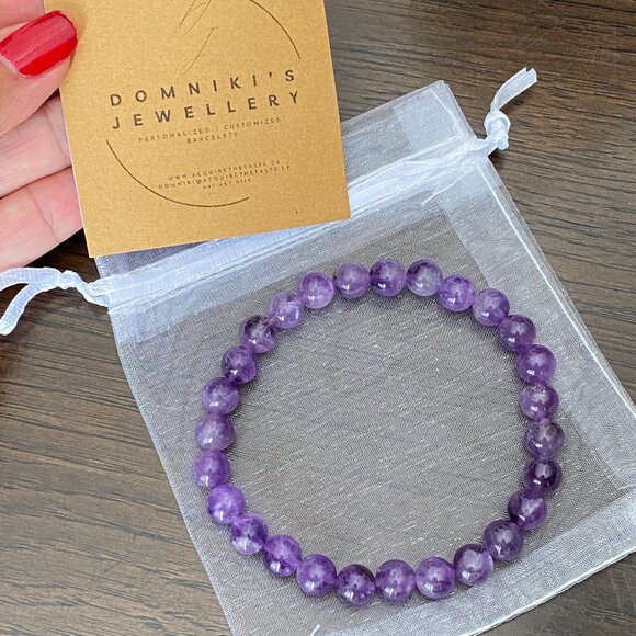 8mm Authentic Amethyst Gemstone Healing Bracelet - Picture 6 of 9